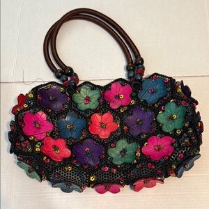 Floral Embellished Handbag - Multicolor